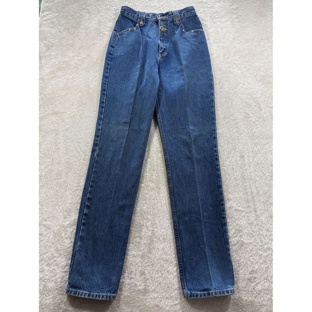 Lawman Womens Relaxed Western Studded High Rise Blue Jeans 5/6 Meas: 26x32.5